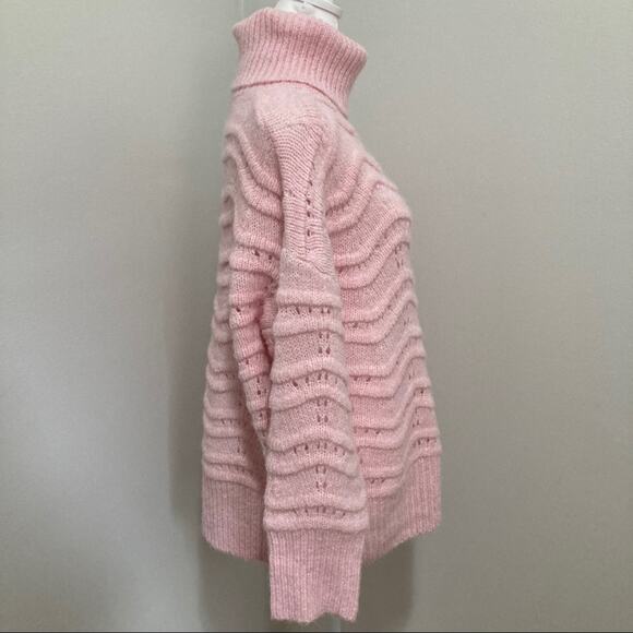 new FRNCH Y2K Sweater Pink Flowy Loose Cable Knit size S/M - Picture 3 of 8